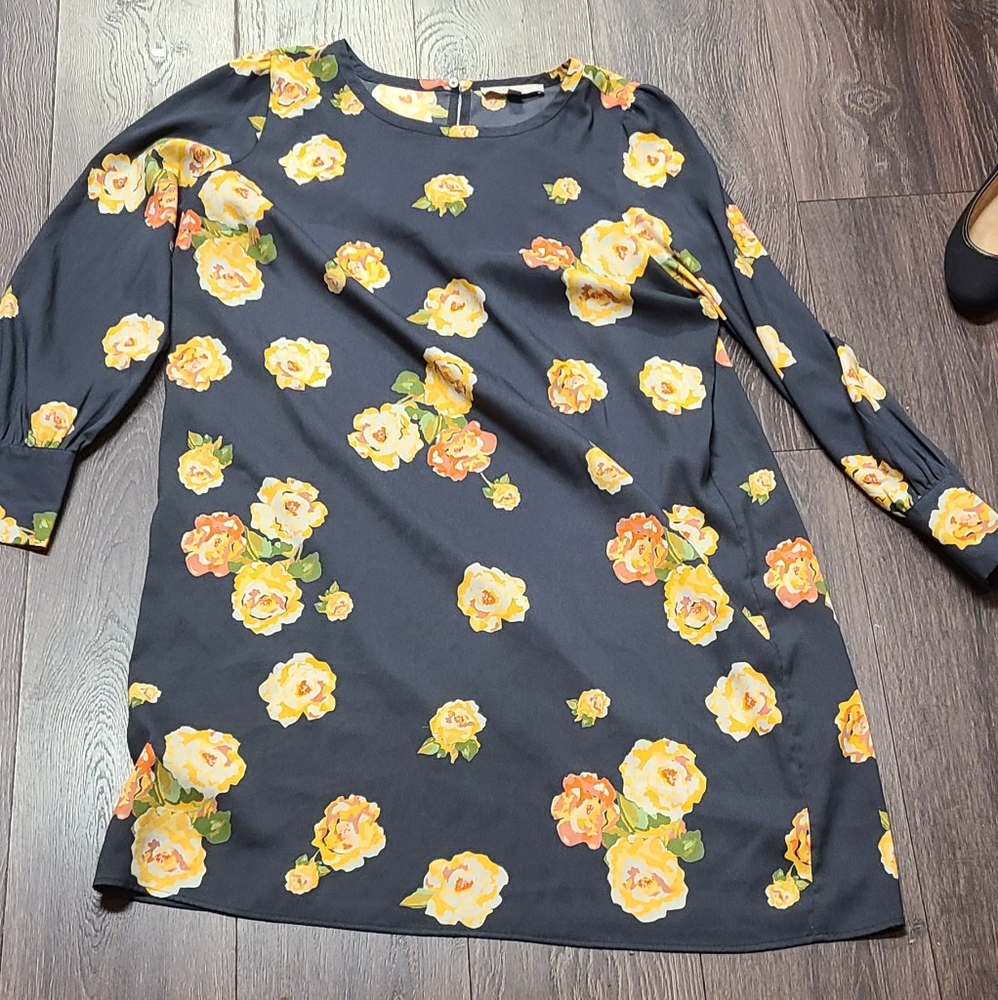 Loft Grey Floral Dress